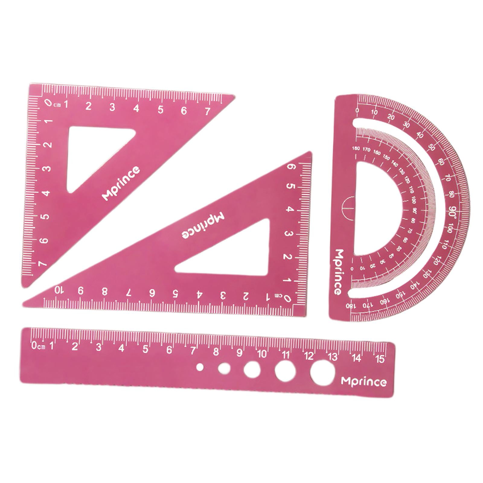 Geometry Math Ruler Triangle Ruler Drafting Ruler Measuring Tool Compass Ruler Dark Pink