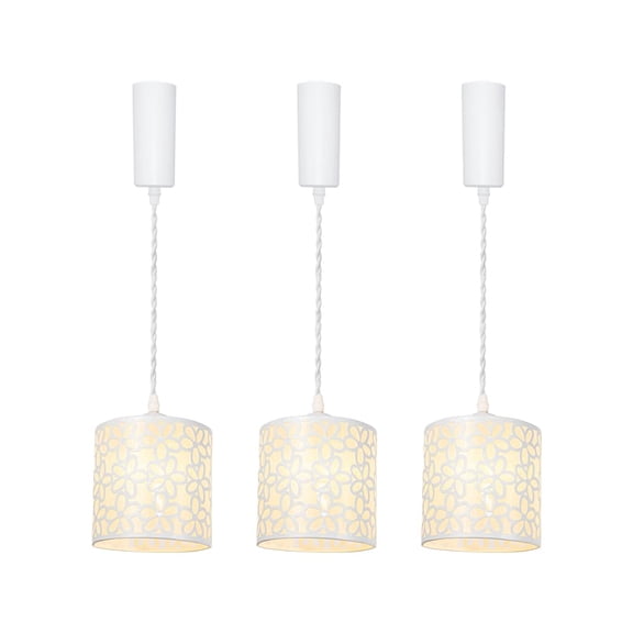 KAYYELAMP Set of Three White Metal Flowers Pattern Lampshade H Type Track Light 3.2 Ft Adjusted Cord E12 Base Minimalist Track Lamp for Kitchen Stairs Home(No Bulb, Track)