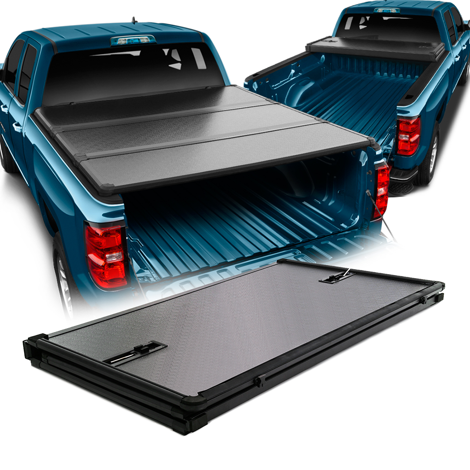 For 14 18 Silverado 1500 2500 78 6 5 Feet Bedhard Tri Fold Black Tonneau Cover Walmart Com Walmart Com