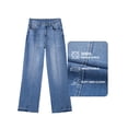 thumbnail image 6 of DOKOTOO Women's Wide Leg Jeans Trendy High Waist Center-Seam Straight Leg Raw Hem Baggy Loose Boyfriend Stretchy Denim Pants, 6 of 8