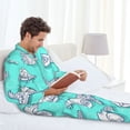 thumbnail image 4 of Wukai Seashell And Starfish Men's Long-Sleeve Pajama Set - Comfortable Sleepwear with Button-Down Shirt and Pants-Large, 4 of 6