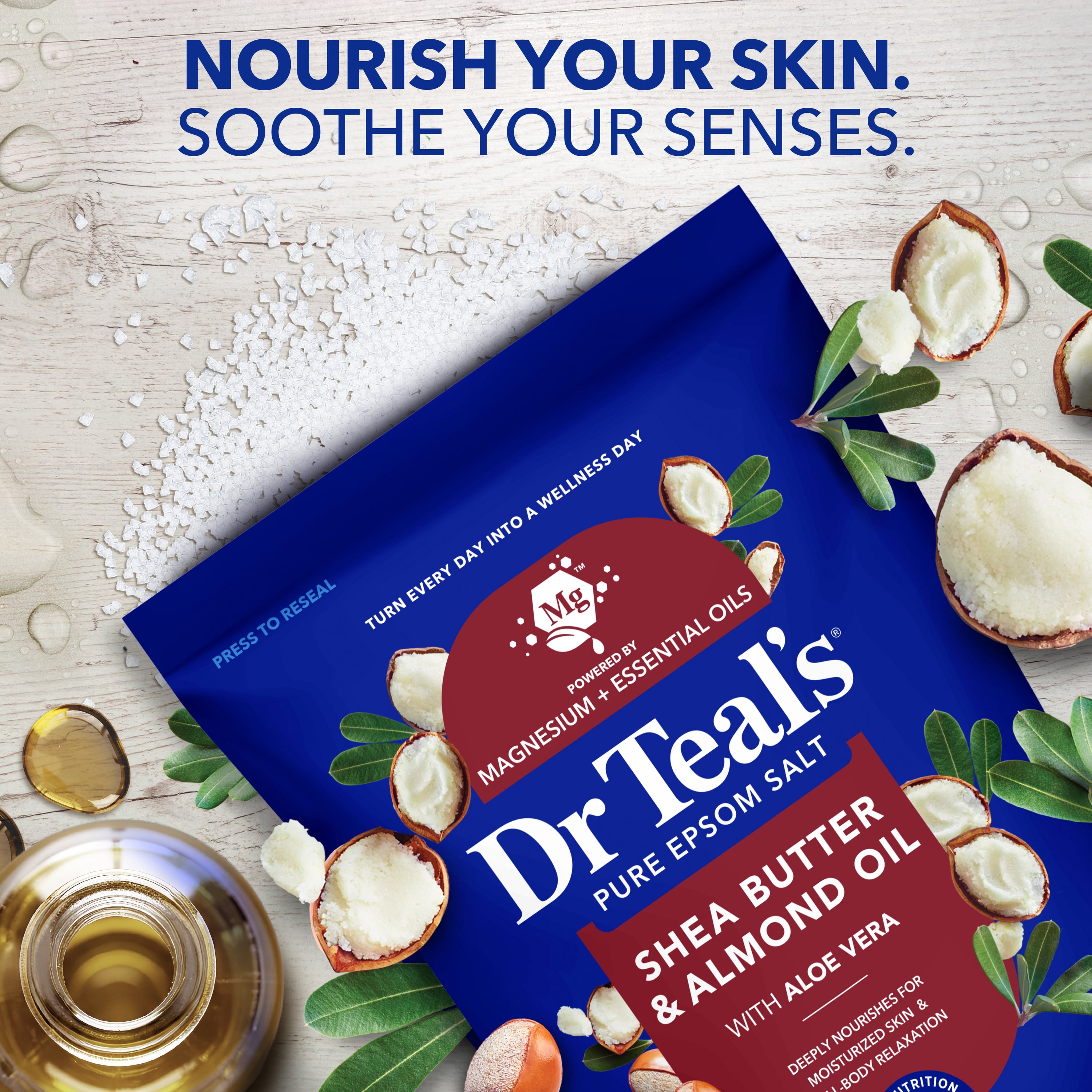 (4 pack) Dr Teal's Epsom Salt Magnesium Soak, with Shea Butter & Almond Oil, 7 lbs