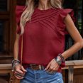 thumbnail image 2 of WCMZJ Women's Summer Pleated Sleeveless Tops Ruffle Shirts Crew Neck Tank Top Office Work Business Tunic Blouse 2025 Wine XL, 2 of 7