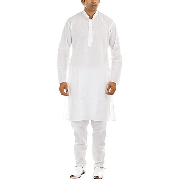 Royal Men's White Fine Cambric Comfortble White Lounge Set