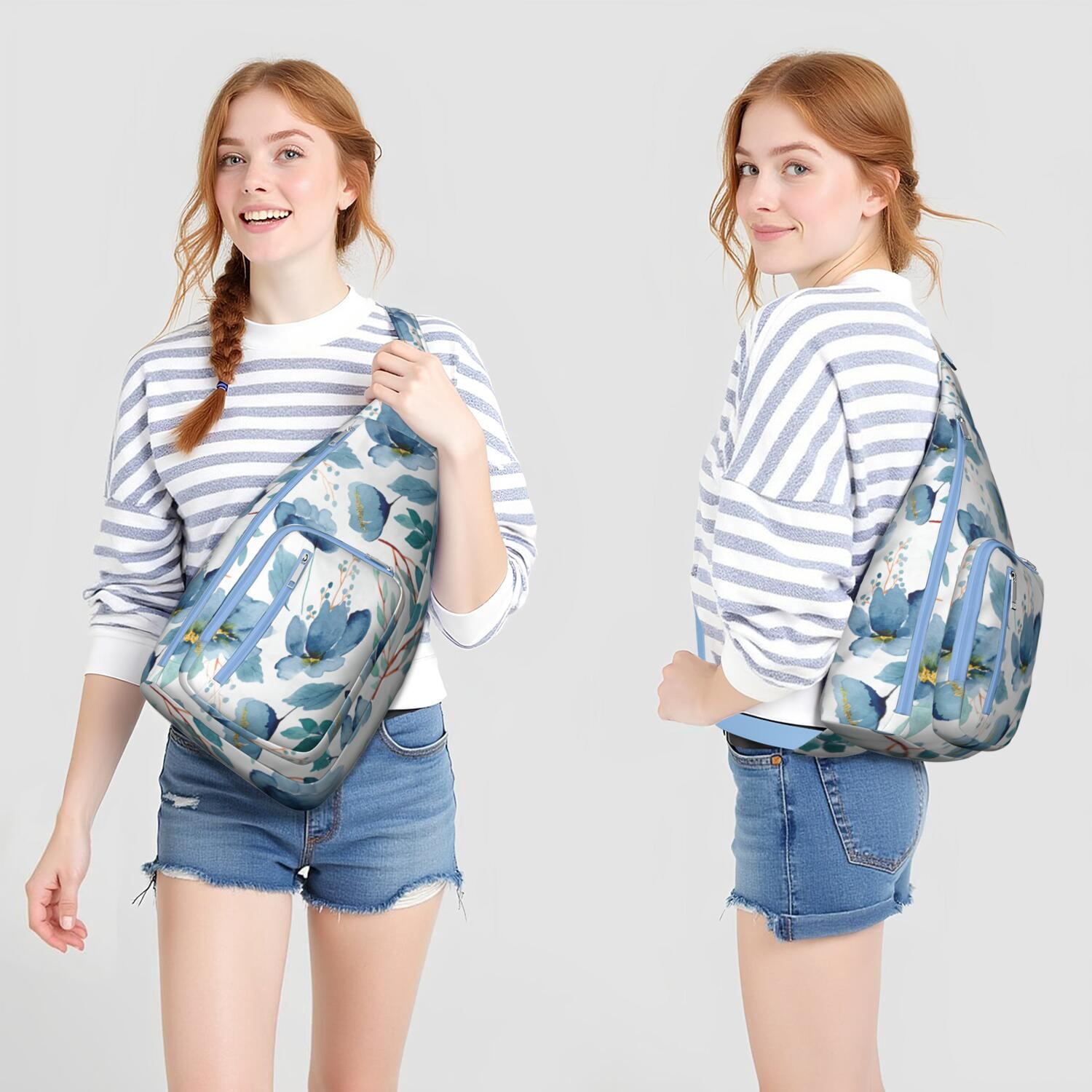 Durable Breathable Sling Bag with Daisy Pattern for Tactical Use
