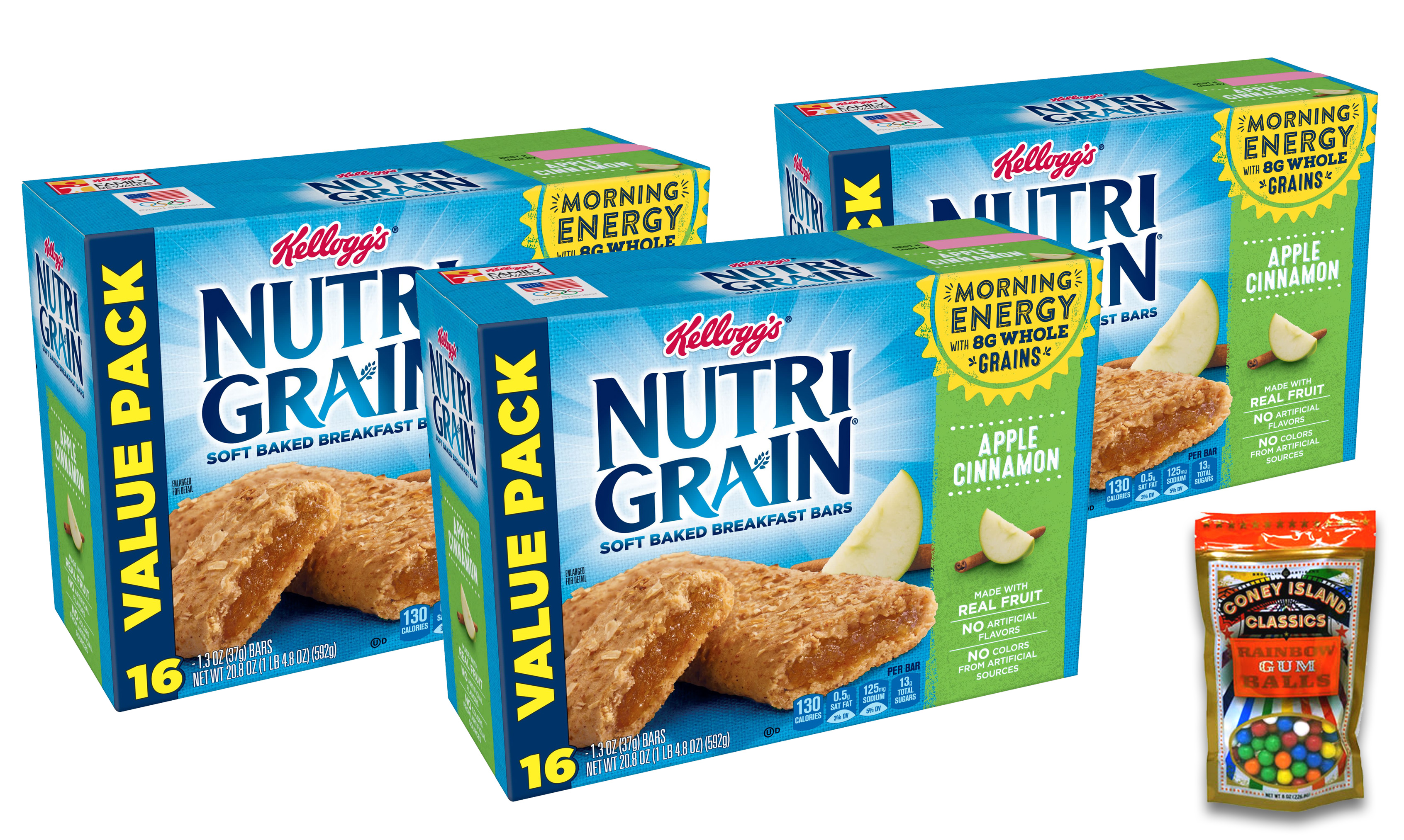 Kellogg NutriGrain Soft Baked Apple Bars, 48 Ct. Plus Bonus Rainbow