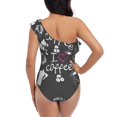 thumbnail image 5 of Easygdp I Love Coffee Women's One Shoulder Ruffle Monokini Bathing Suits with Removable Chest Pad, Quick Drying - Large, 5 of 8