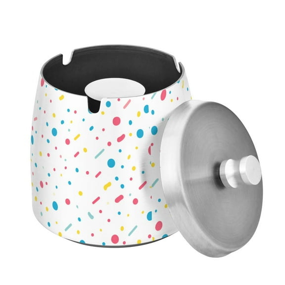 Yayeee Ashtray with Lid for Cigarette Smokeless Stainless Steel Home Ash Holder, White Retro Pattern