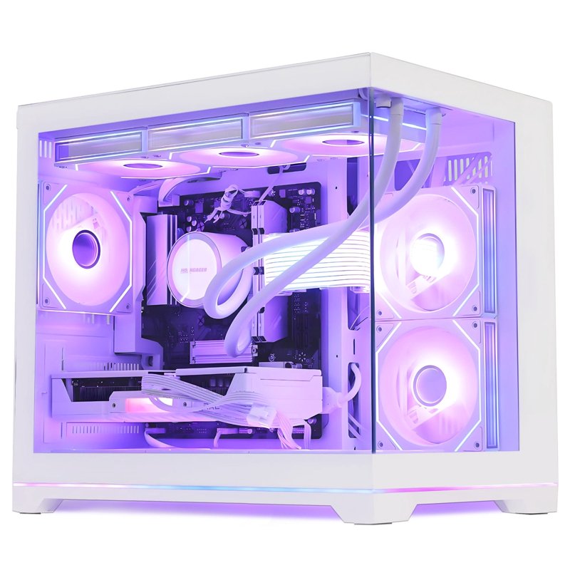 Hoengager Macarons Gaming PC- AMD Ryzen 7 9700X, RTX 5060 Ti 16G, 32GB DDR5, 1TB M.2 SSD, 850W Gold PSU,360 AIO, RGB Fusion 2.0, Windows 11-White