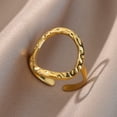 thumbnail image 3 of Anillos de apertura hueca Irregular para mujer, acero inoxidable, Color dorado, anillo geométrico, moda Simple, fiesta, regalo de joyería de Navidad, 3 of 4
