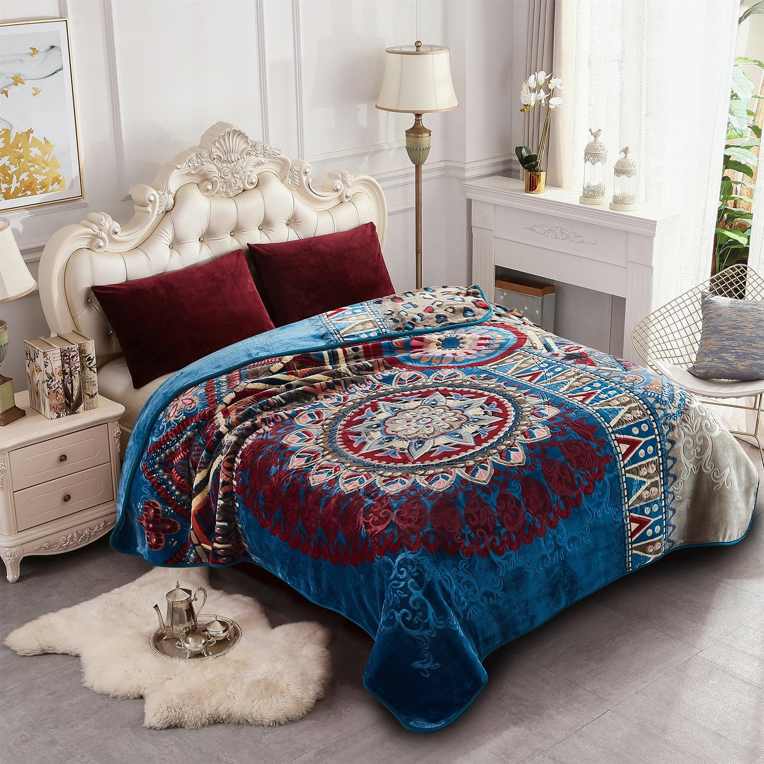 Korean mink 2024 floral blanket- 72” x 84”