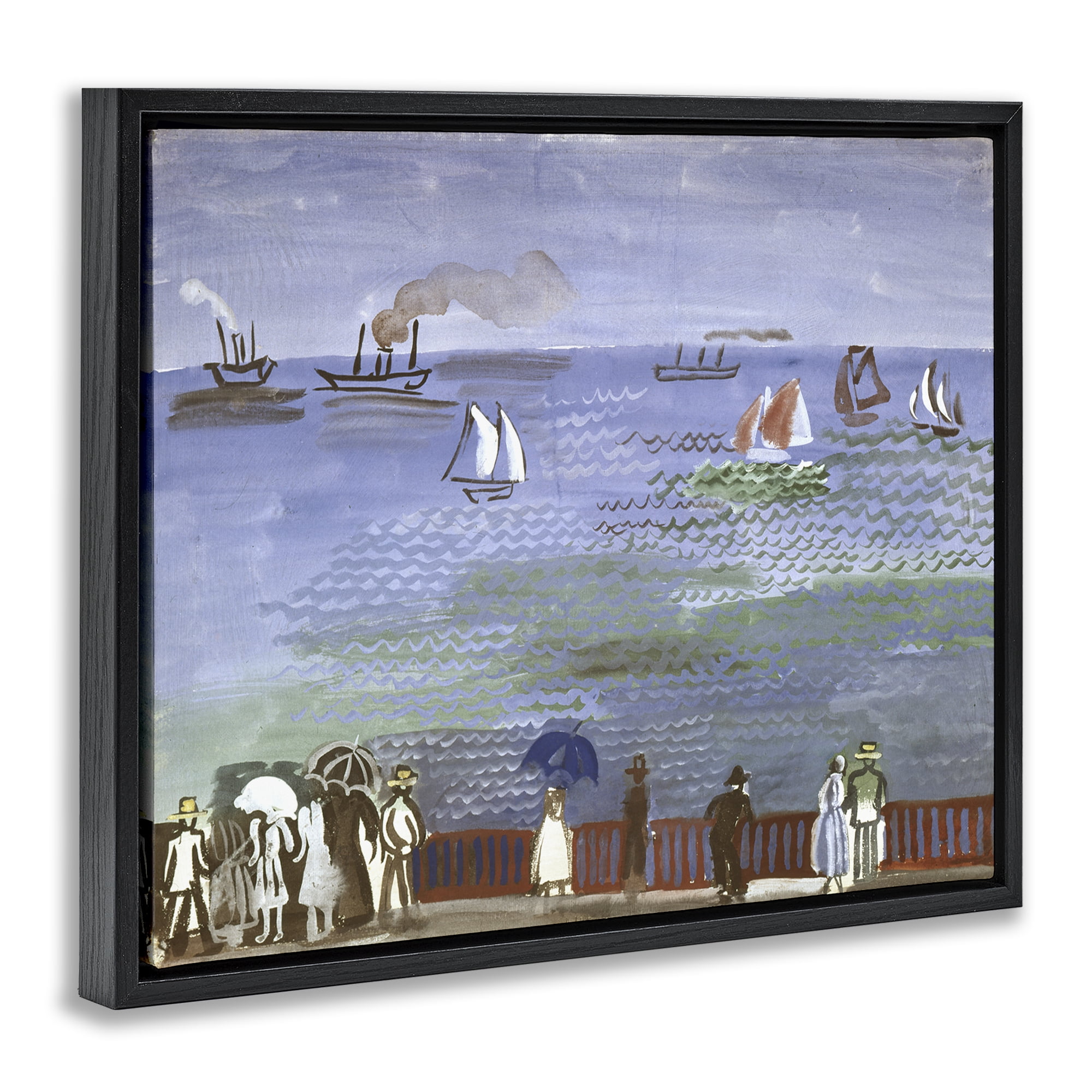 Stupell Industries Classic Raoul Dufy Nautical Scene Landscape & Nature Painting Black Floater Framed Canvas Art Print Wall Art, 31 x 25