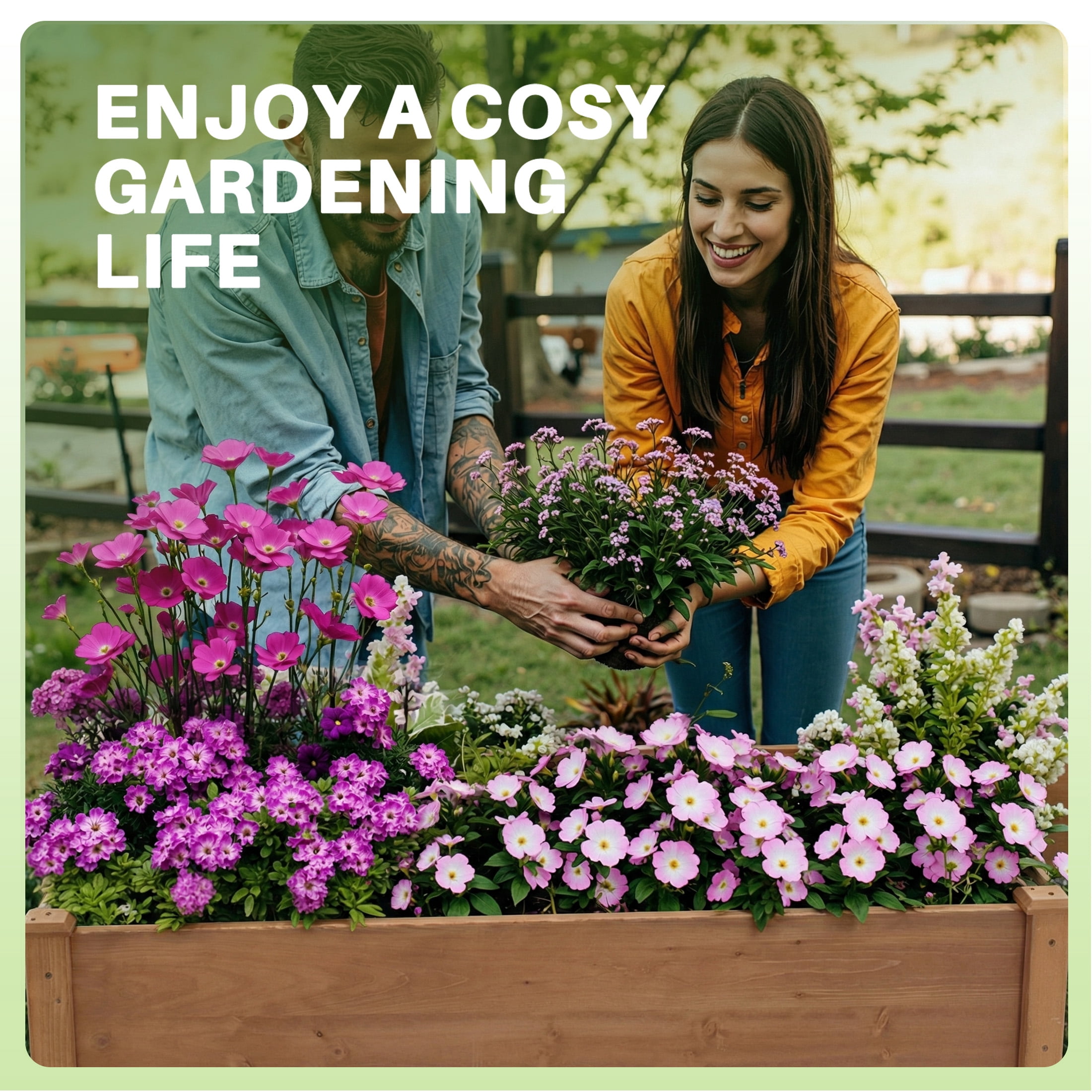 CONCETTA Wooden Raised Garden Bed - Elevated Planter Box with Drainage & Liner, 48" x 24" x 30" for Backyard/Patio/Balcony (Brown)