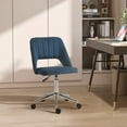 thumbnail image 2 of Modern Mid Back Office Chair With Velvet Fabric, Swivel Computer Armless Desk Chair With Hollow Back Design For Home Office, Blue, 2 of 9