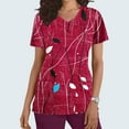 thumbnail image 2 of Yxbdin Womens Scrub Tops Short Sleeve Graphic Nurse Working Uniforms Loose Fit Stretchy Scrubs Shirts with Pockets Lightweight Medical Tops Red XL, 2 of 6