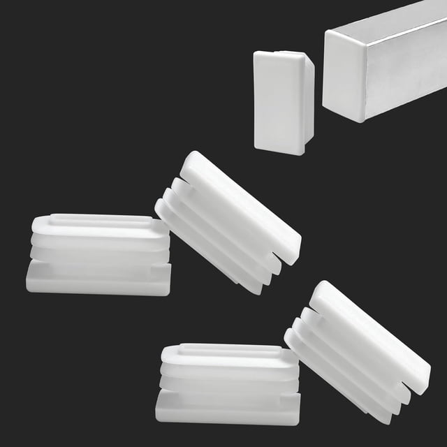 4 Pack1-9/16 x13/16 Rectangular Tube End Cap Plastic Plugs, Rectangular Tubing Plug Inserts for Metal Tubing, Fences, Glide Protection from Chair Legs and Furniture, Durable Plastic Hole Plugs, White