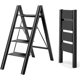 thumbnail image 1 of Escalera plegable de 4 peldaños estantería portátil taburete antideslizante ligera para hogar y oficina capacidad de 150 kg 4 negro, 1 of 8