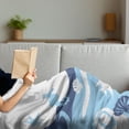 thumbnail image 3 of Ocean Soft Flannel Fleece Blanket, Cartoon Graphic Like Image of Deep Sealife Creatures Fish Waves Shells, Cozy Plush for Indoor and Outdoor Use, 50" x 70", Navy Blue Aqua and White, by Ambesonne, 3 of 5