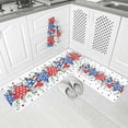 thumbnail image 2 of Kitchen Rugs and Mats,July Patriotic Stars Eucalyptus Leaves 2 Piece Anti Fatigue Area Runner Rug Set Comfort Standing Floor Mat,Red Poppy Flowers Non Slip Absorbent Doormats for Laundry/Bathroom, 2 of 6