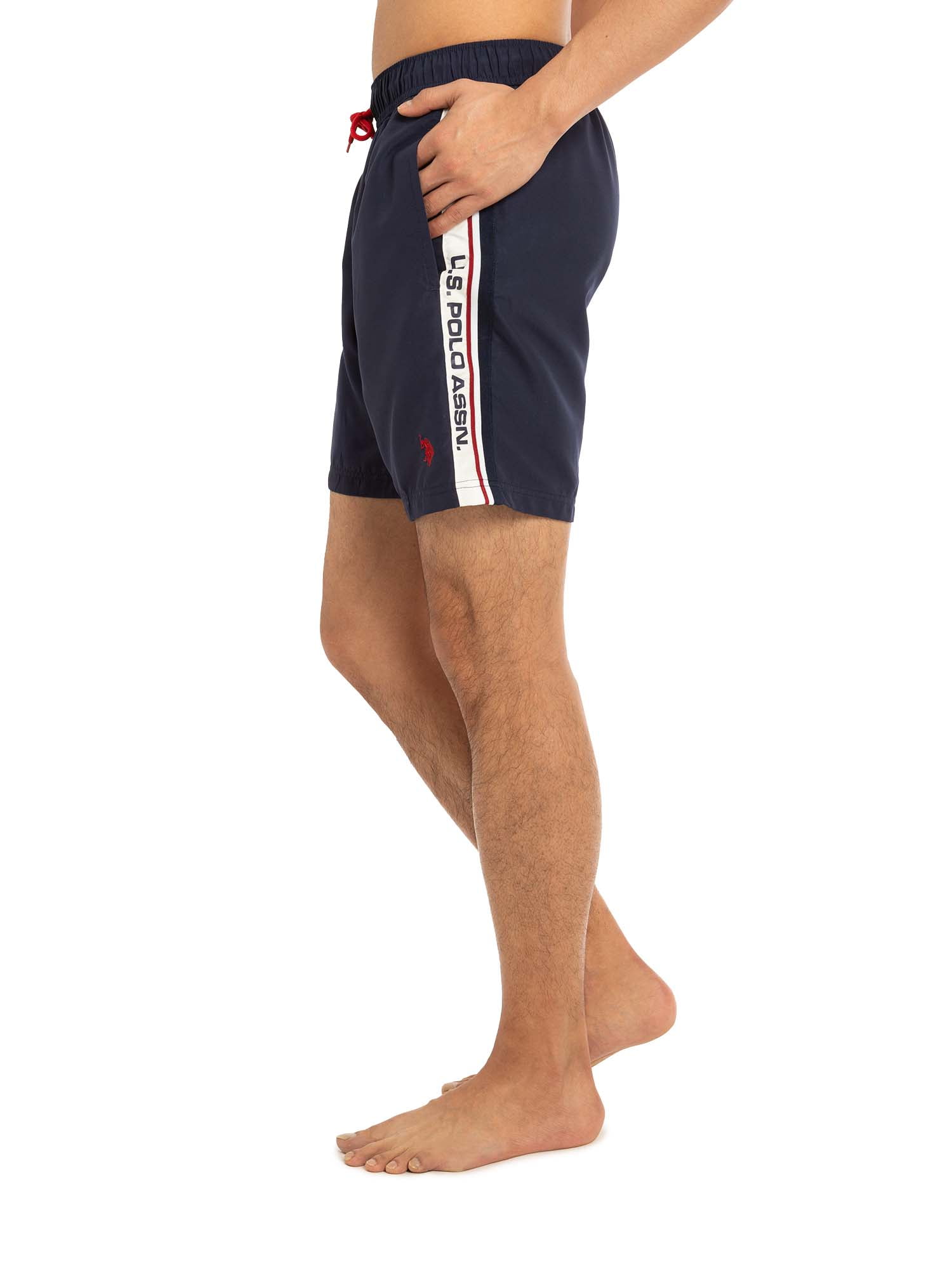 U.S. Polo Assn. Men's & Big Men's Logo Tape Swim Trunks with UPF50+, 7" Inseam, Sizes S-3XL