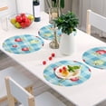thumbnail image 6 of Ryvnso Fruit and Heart Checkered Grid Round Plate Mats Dining Table Placemat Set of 4 for Holiday Decoration, 6 of 7