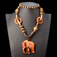 thumbnail image 2 of Collar con colgante de elefante de madera, joyería Bohemia, cuentas largas hechas a mano de estilo étnico, collar con colgante de elefante de madera, 2 of 5