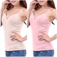 thumbnail image 4 of Fanxing 2 Pcs Women's Camisole Tops Undershirts Pack 2 Spaghetti Strap V Neck Tank Top Pink,XL, 4 of 6