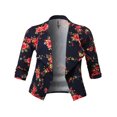 thumbnail image 3 of FashionOutfit Women's Stretch Floral Printed 3/4 Shirring Sleeve Open Blazer [S-3XL], 3 of 5