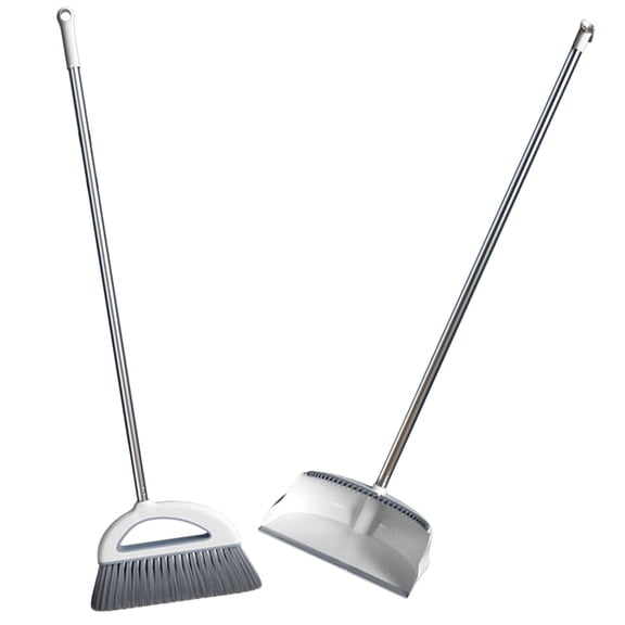 OUNONA Heavy-Duty Handle Broom and Dustpan Set, Cleaning Tools 81x27x24 cm for Home and Outdoor Use