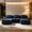Blue, variant on QuzyAor 117 Inch Modern U Shaped Compressed Boneless Sectional Sofa, 3 Seater Corduroy Cloud Couch with Ottoman, Memory Foam Extra Deep Seat, No Assembly Living Room Furniture, Brown