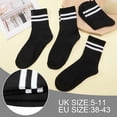 thumbnail image 6 of Womens White Crew Socks 6 Pair Striped Trim Casual Crew Socks Mid Calf Ankle Sock Vintage Retro Gym Running, 6 of 10