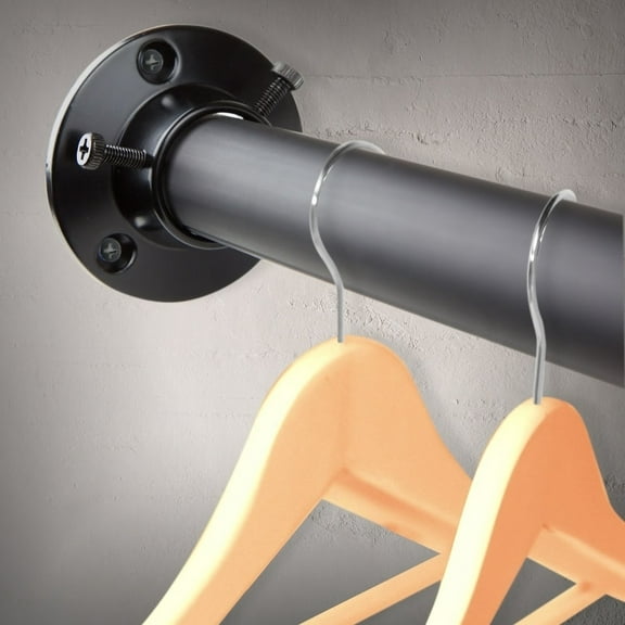 InStyleDesign  1" Premium Adjustable Closet Rod and Socket Set Black 48 to 84 inches Black Finish