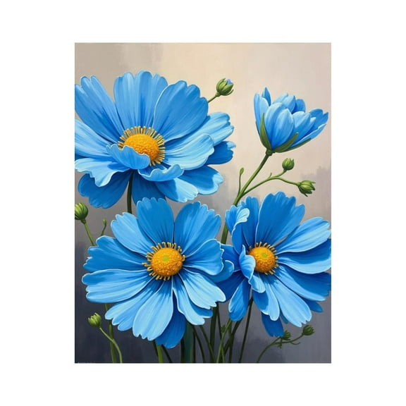 Paint by Numbers Kit for Adults, Blue Blossoms Vibrant Petals Painting Paint by Numbers, Easy Paint by Numbers Kit for Adults Beginner, DIY Adult Paint by Number Kits on Canvas, 12x16in Home Decor