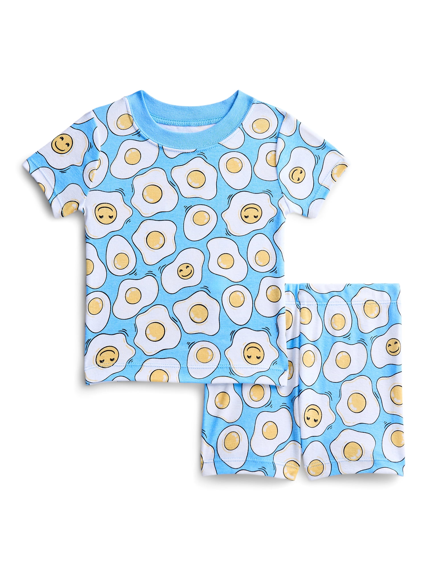 Wonder Nation Toddler Boys Short Sleeve Tee and Shorts Cotton Tight Fit Pajama Set, 4-Piece, Sizes 12M-5T