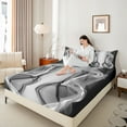thumbnail image 4 of Feelyou Fashion Stripes Abstract Bed Sheets, Chic Modern Striped Art King Sheets, Grey Black Aesthetic Lines Sheet Set, Breathable Home Decor, 4pcs, 4 of 7