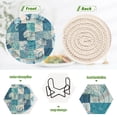 thumbnail image 7 of 6 Pcs Drink Coasters with Holder 3.94in Woven Coasters for Drinks Blue Marine Life Patterns Coaster Set for Protection Table, 7 of 7