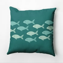 Simply Daisy 16" x 16" Fish Line Animal Outdoor Pillow, Green, Teal|Blue (1 count)
