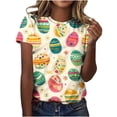 thumbnail image 1 of Pisexur Hauts pour Femmes Blouses Décontractées Élégantes Imprimé de Pâques Manches Courtes Col Rond, Grande Taille Multicolore, TG, 1 of 2