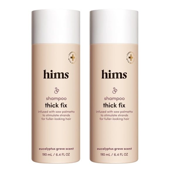 Hims Thick Fix Shampoo para hombres - Champú espesante con palma enana americana y niacinamida - Sin parabenos ni sulfatos Vegano y libre de crueldad - Eucalipto fresco Grove 2 paquetes 6.4oz