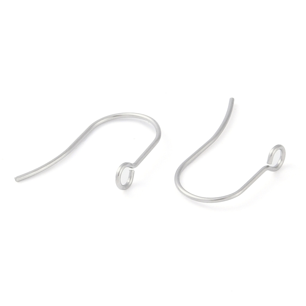 Resistant 316 Surgical Stainless Steel Earring Hooks Ear Wire with Loops Stainless Steel Color 18x15mm Hole: 2mm 21 Gauge Pin: 0.7mm