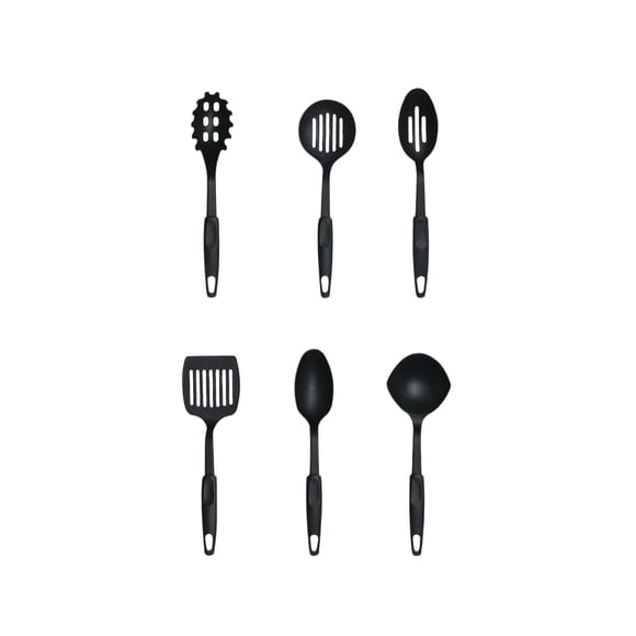 Ensemble de Spatules de Cuisine 6 Pcs Ustensiles de Cuisine en Plastique Noirs Outils de Cuisine pour la Cuisine à la Maison