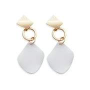 Grandest Birch 2Pairs Women Geometric Square Drop Stud Earrings Party Jewelry Gift Alloy White