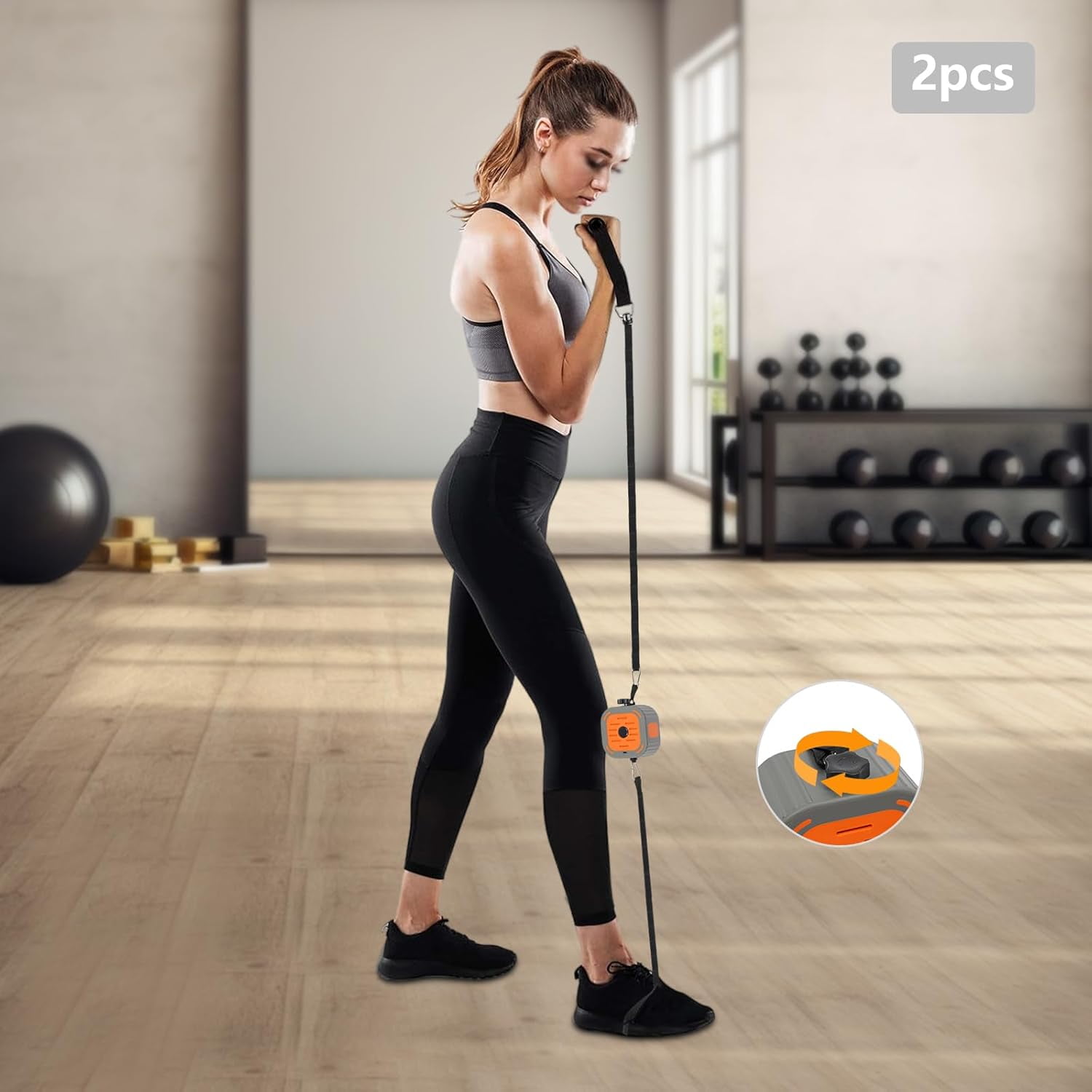 Portable Exercise Bands Set, Adults Home Gym Fitness Equipment Resistance Bands with Handles and Adjustable Resistance Pump Strength Training Workout Bands for Full Body Orange