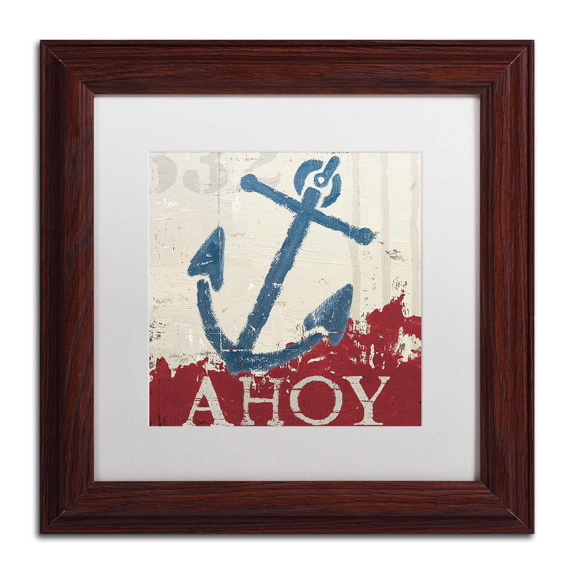Trademark Fine Art "Nautical IV Red" Canvas Art by Wellington Studio, White Matte, Wood Frame