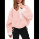thumbnail image 1 of Sudadera de Mujer con Media Cremallera, Suave y Extragrande, con Bolsillos, Cálida y Afelpada. Rosa L, 1 of 10