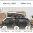 thumbnail image 2 of Southshore Fine LinensOversized 5-Piece Twin / Twin XL Quilt Bedding Set soft fabric with two matching shams and three decorative throw pillows, oversized bedspread Midnight Floral Black, 2 of 8