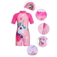 thumbnail image 3 of WIBACKER Girls Cartoon Unicorn Swimsuit Short Sleeve UV Protective Bathing Suit One Piece Swimwear for Kids 2-7 Years, 3 of 8