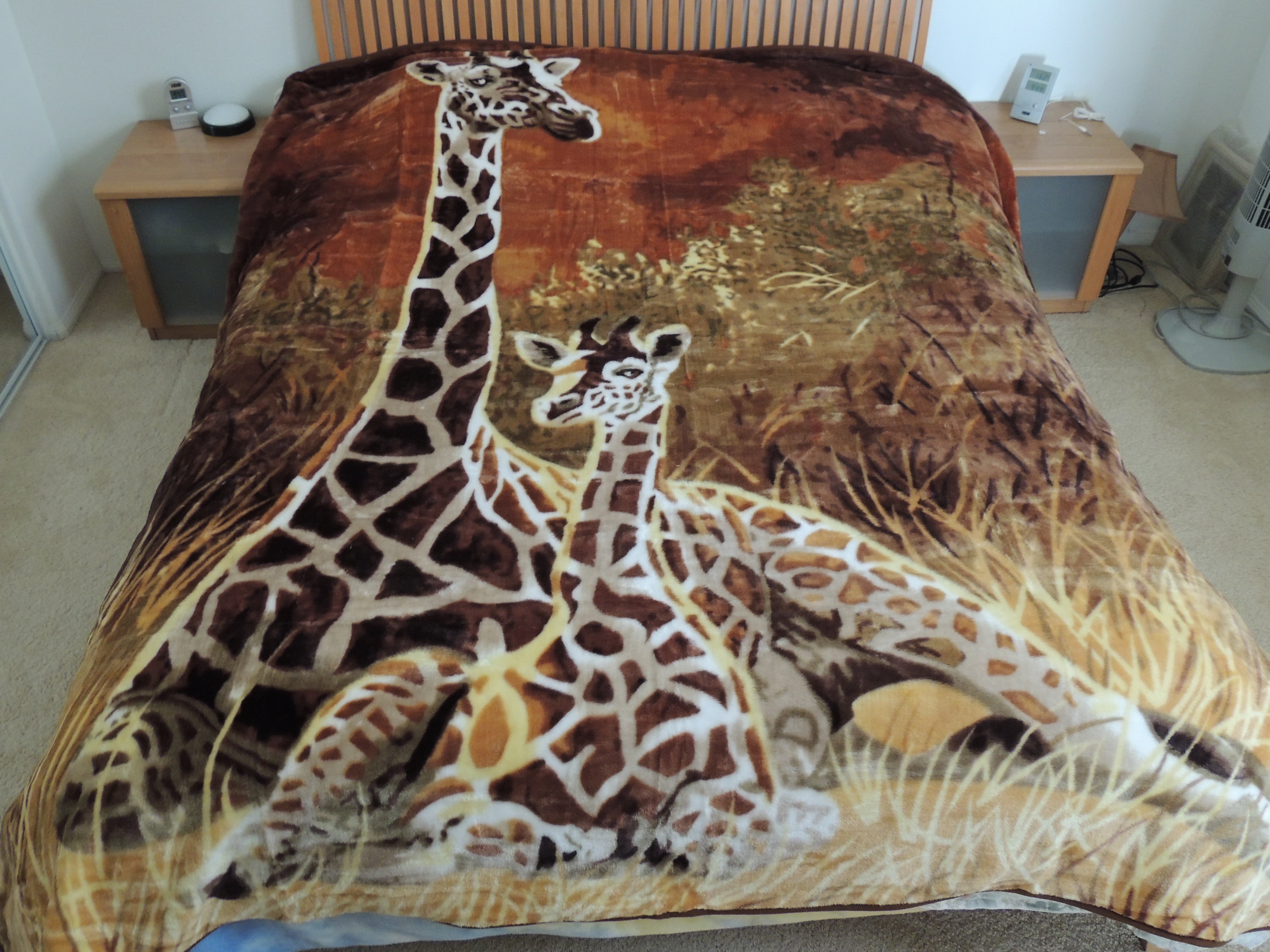 Giraffes Mom & Son, Mink Style Queen Size Soft & Warm Blanket