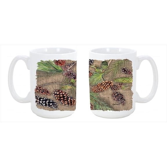 Pine Cones Dishwasher Safe Microwavable Ceramic Coffee Mug 15 oz.