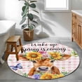 thumbnail image 3 of Spring Cow Round Area Rug 3Ft Washable Small Circle Rugs for Kitchen Entryway, Summer Sunflower Botanical Pink Plaid Non-Slip Carpet Floor Mats Indoor Outdoor Carpet Runner Aesthetic Home Decor, 3 of 8